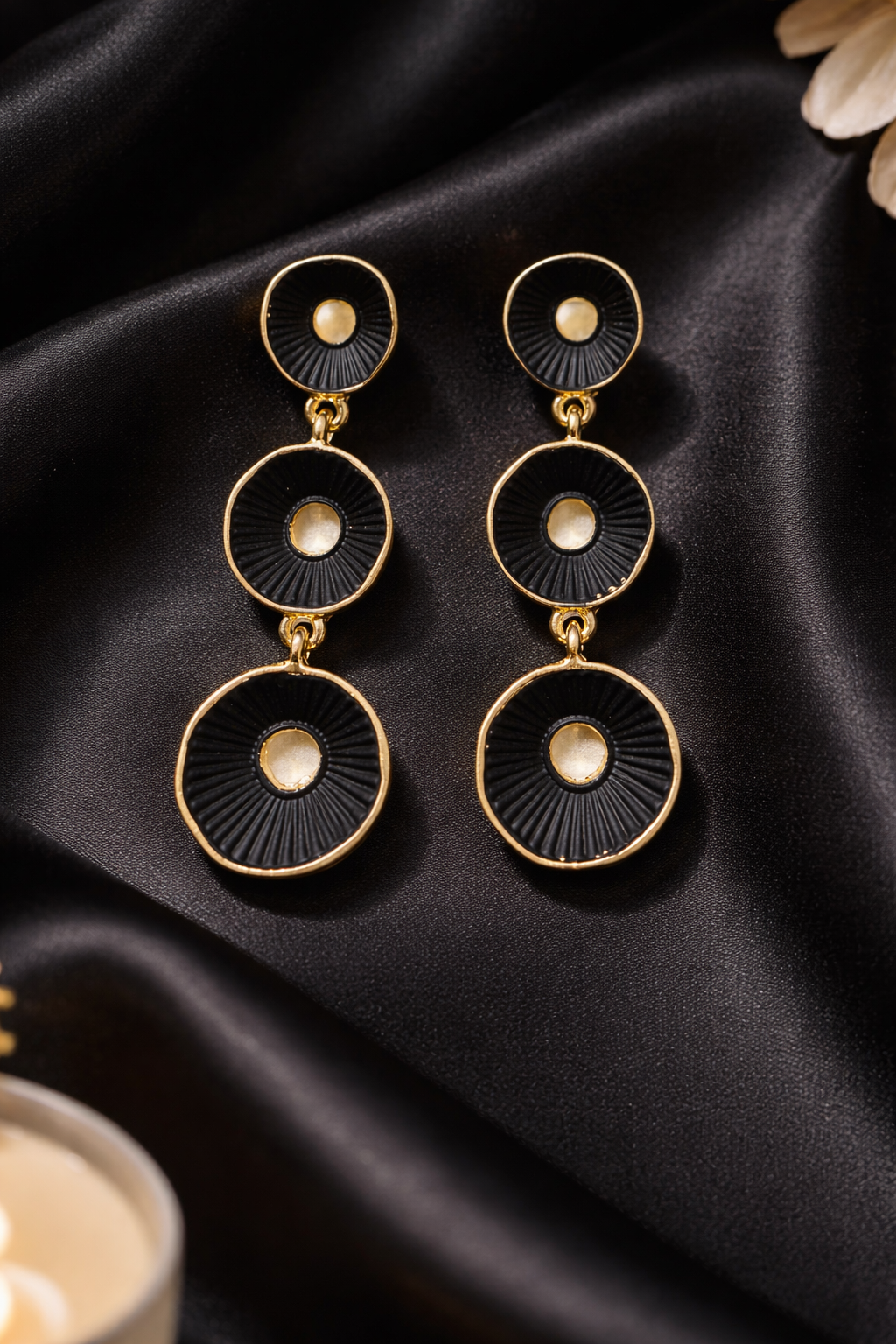 Ribbed Shell Tiered Drop Earrings