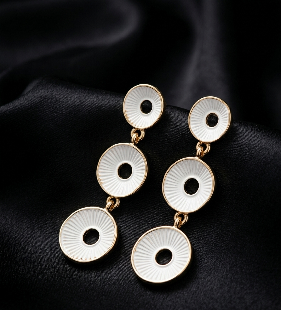 Ribbed Shell Tiered Drop Earrings