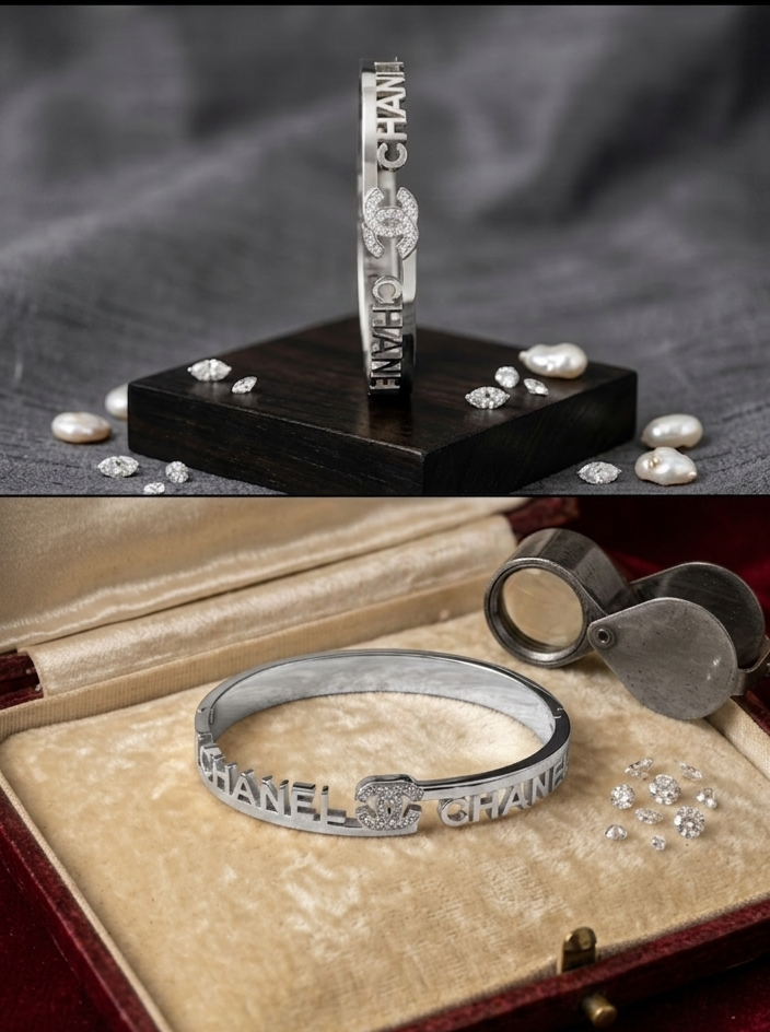 Iconic Double-C Logo Bangle – High-Fashion Aesthetic