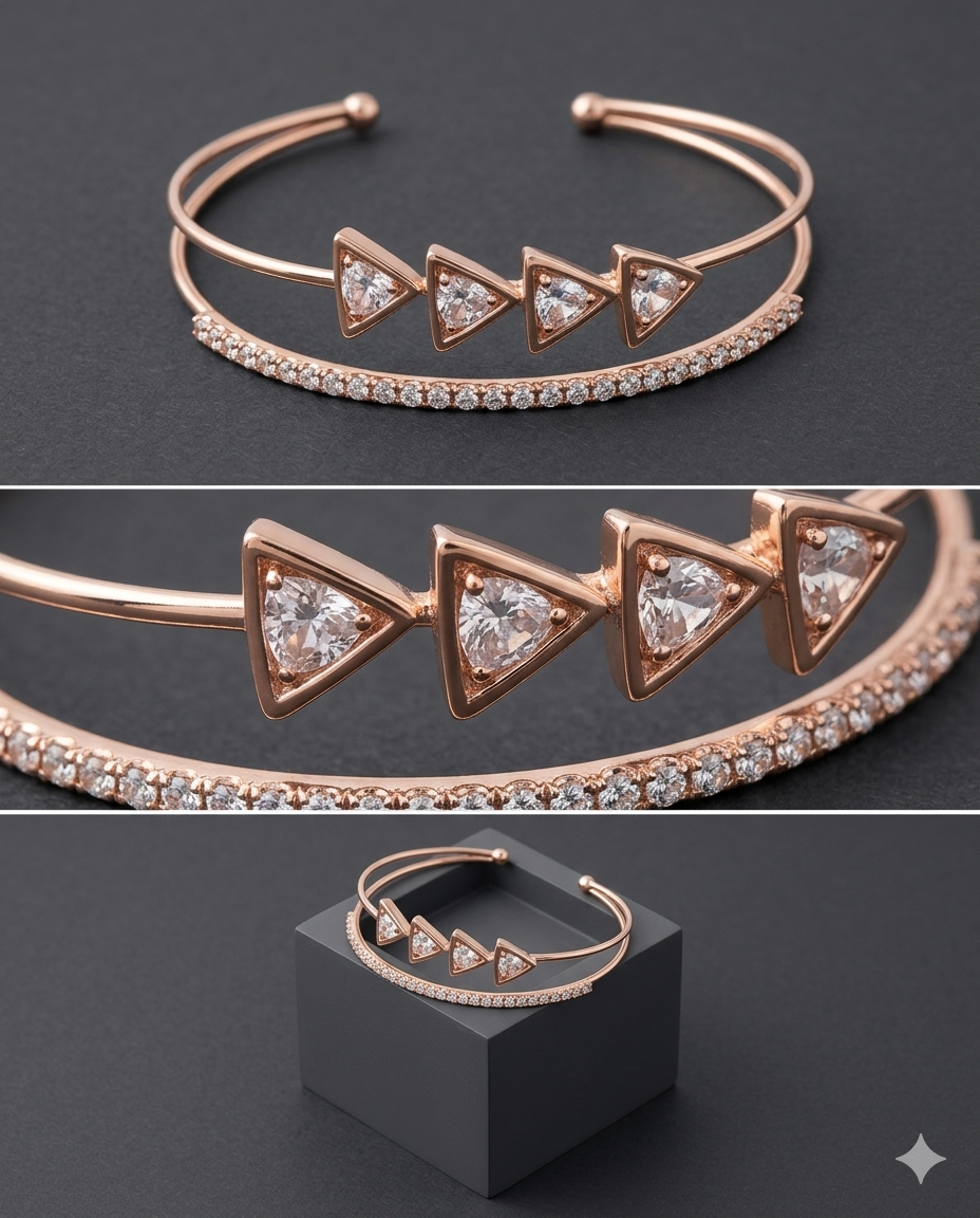 Rose Gold-Tone Modern Stacking Cuffs