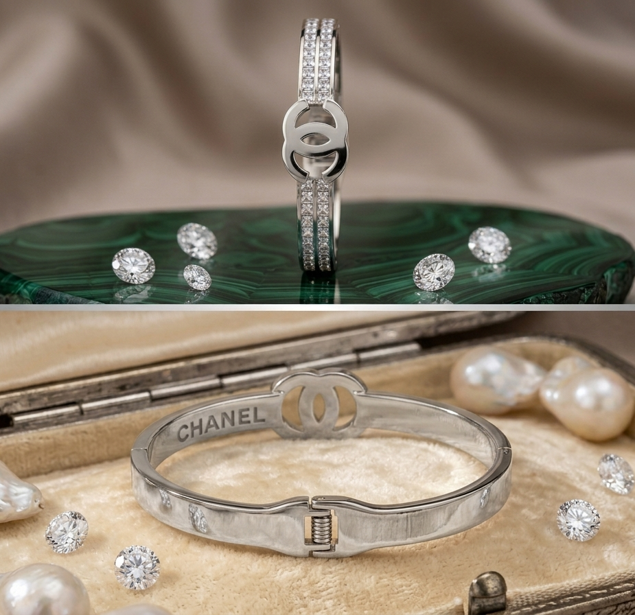 Iconic Double-C Logo Bangle – High-Fashion Aesthetic