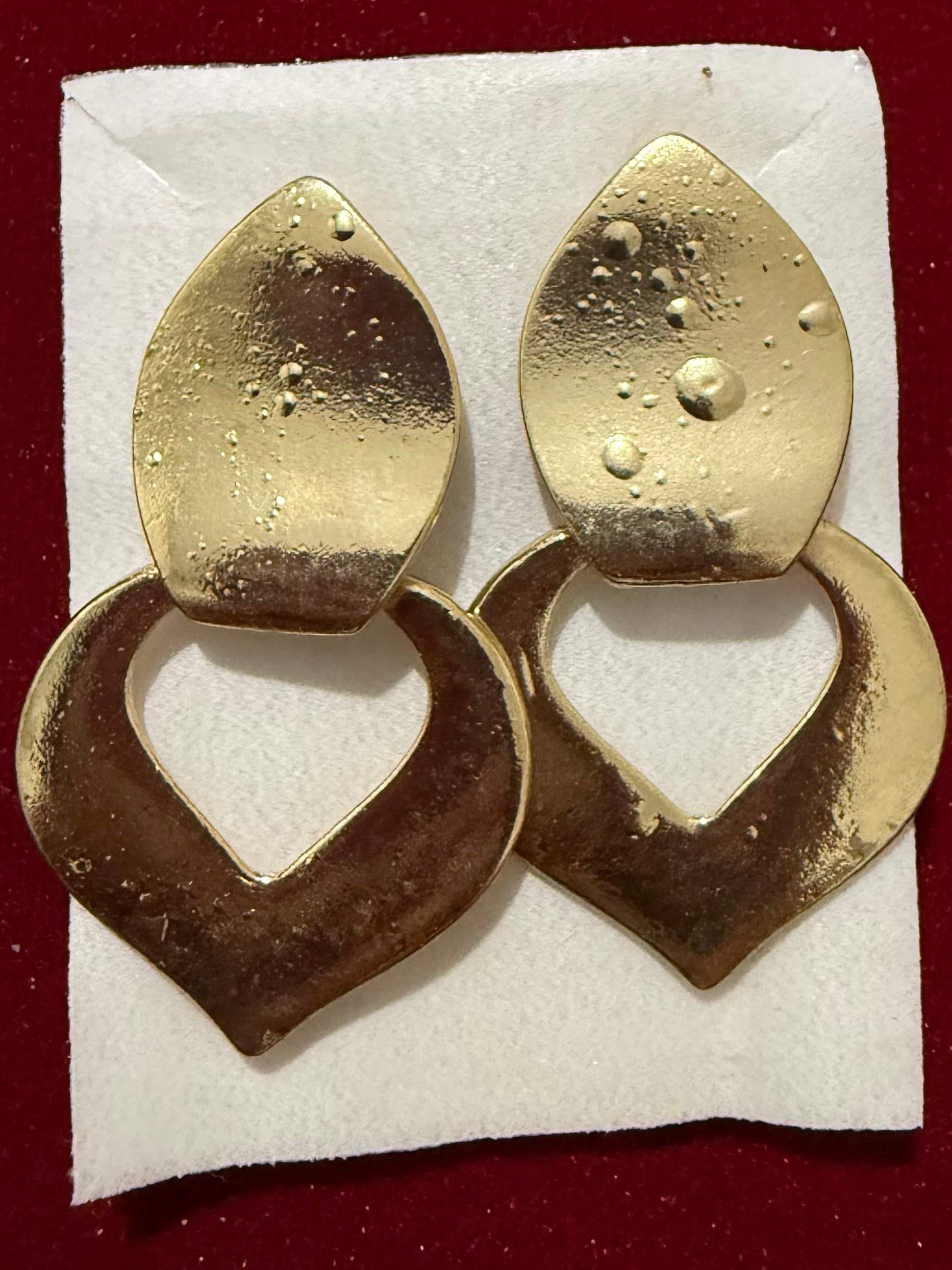 Hammered|Hoop style earrings|gold toned