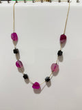 Natural Stone Beaded Gold Necklace – Multi-Color Gemstone Chain
