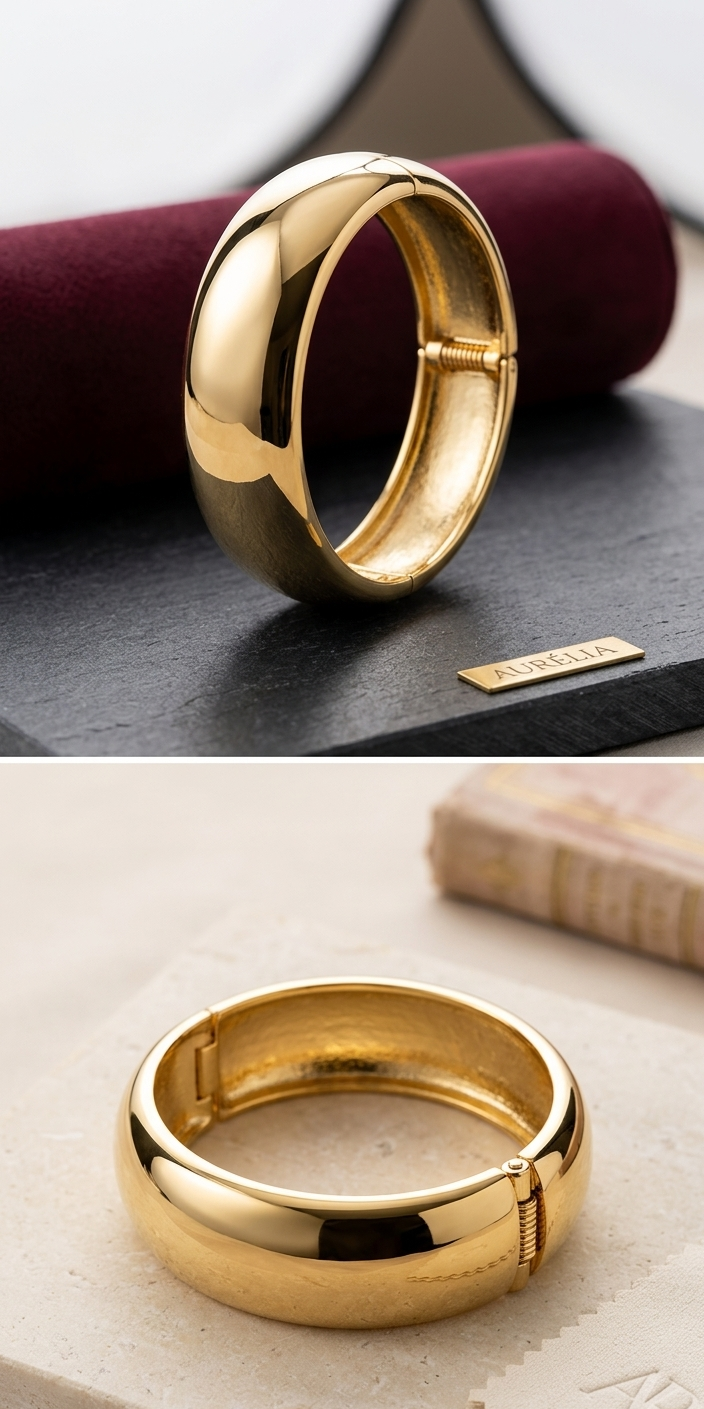Sculptural Gold-Tone Statement Bangle | 3 Textured Styles