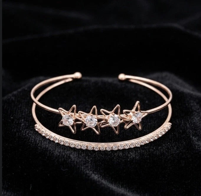 Rose Gold-Tone Modern Stacking Cuffs