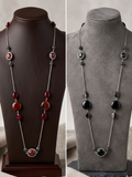 Eternal Aura Long Station Necklace – Semi-Precious Stone & Crystal Accents