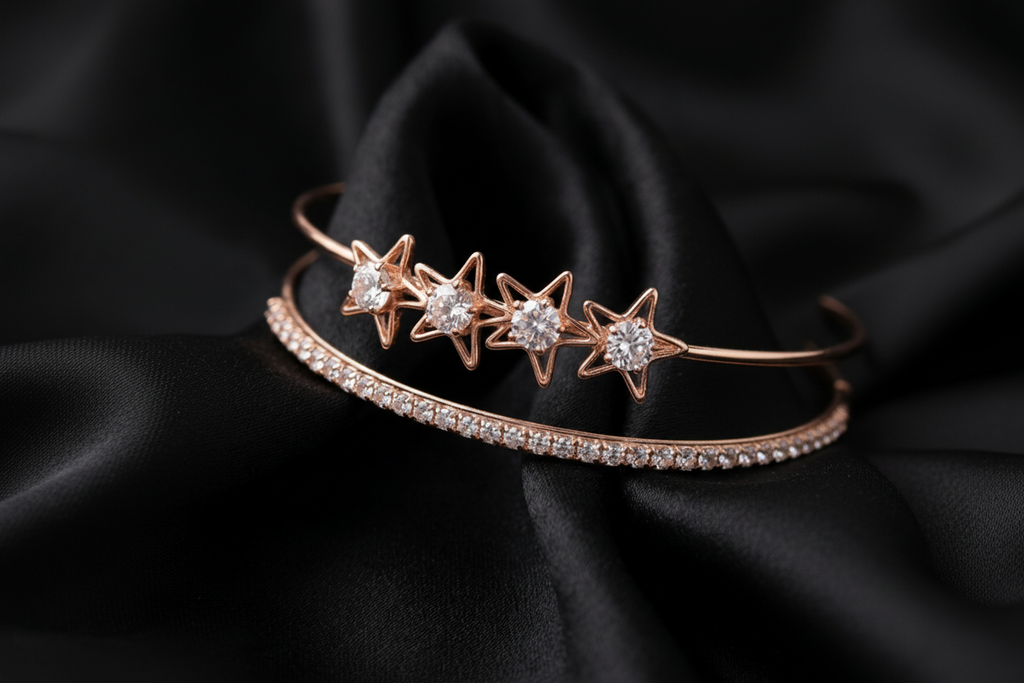 Rose Gold-Tone Modern Stacking Cuffs