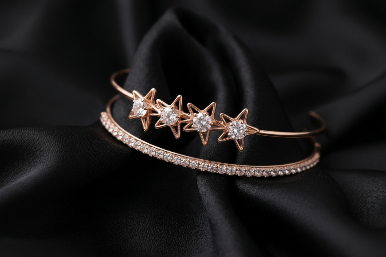 Rose Gold-Tone Modern Stacking Cuffs