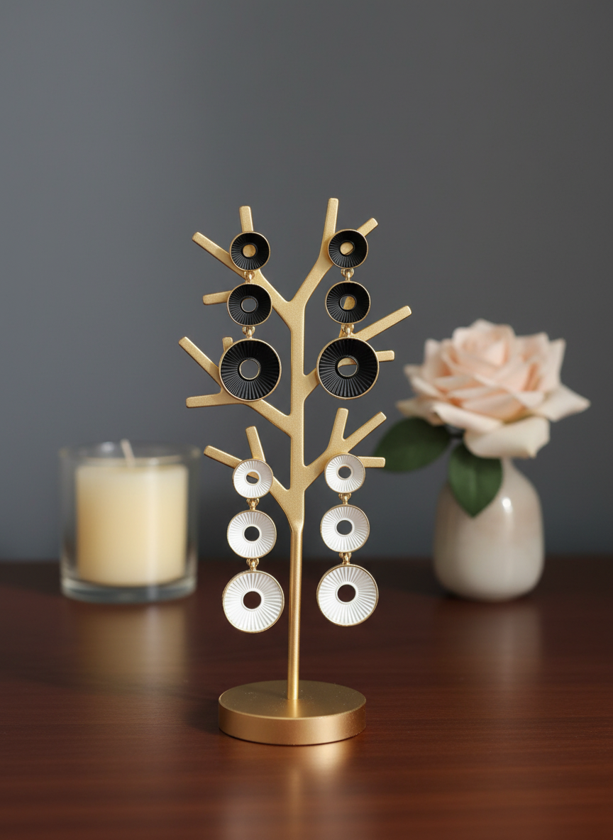 Ribbed Shell Tiered Drop Earrings