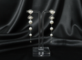 Elegant Silver-Tone Long Drop Pearl Earrings